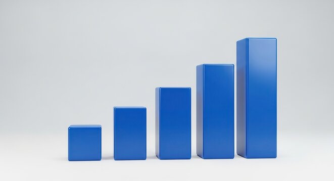 3d blue bar chart showing progressive growth isolated on white background