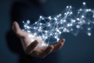 Digital Network in Hand, Futuristic Technology Concept.