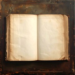 Aged open book on a dark surface