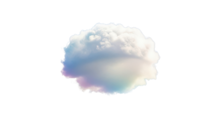 Single cloud with dreamy iridescent light isolated PNG with Transparent Background