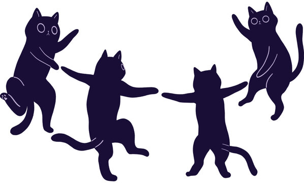 Cats Dancing Circle Illustration