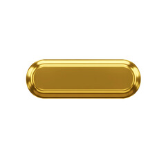 Shiny golden horizontal button with rounded edges isolated on transparent background