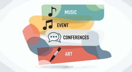 Discover vibrant music events conferences and art experiences with this eye-catching graphic illustration for modern promotional designs, Generative AI.
