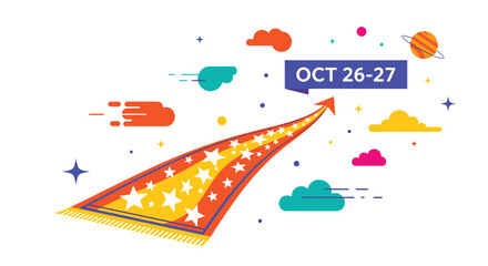 Join our vibrant event October 26-27 and soar to new heights with innovative ideas and cosmic inspiration perfect for promotional content, Generative AI.