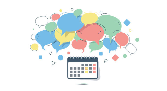 Boost team communication and calendar reminders with this vibrant graphic that highlights important dates and conversations for success, Generative AI.