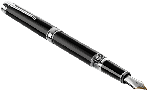 a black pen with silver accents, a vector illustration on a transparent backgroundv.png