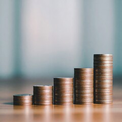 Stacked coins in a rising pattern
