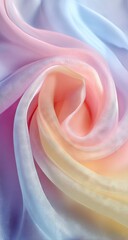 Soft, flowing rainbow colored fabric, vibrant colors, smooth texture, delicate material, beautiful colors.