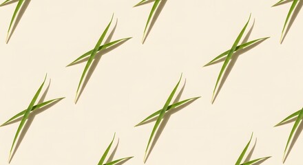 Fototapeta premium Green Grass Blades Pattern on Light Background for Nature and Design Projects