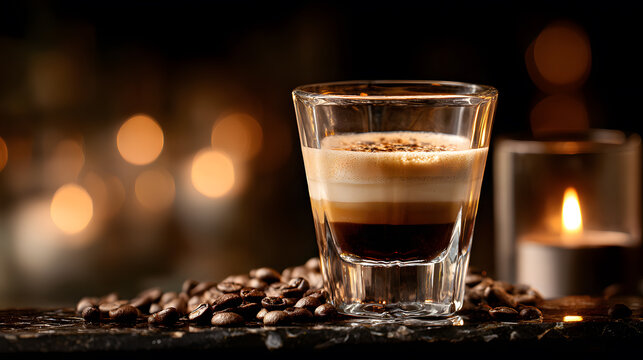 B52 cocktail layered shot with coffee beans