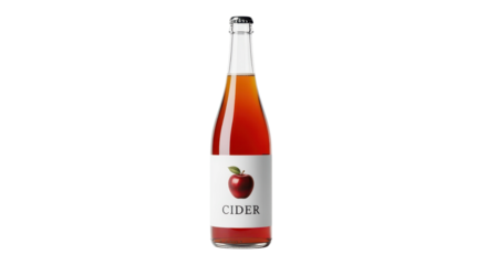 Cider bottle with apple illustration isolated PNG with Transparent Background