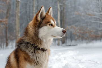 Obraz premium Close-up Portrait of Siberian Husky with Blue Eyes