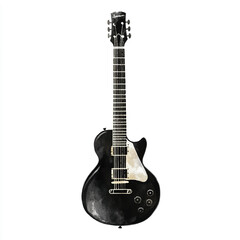 Naklejka premium Black Electric Guitar Isolated on White Background.