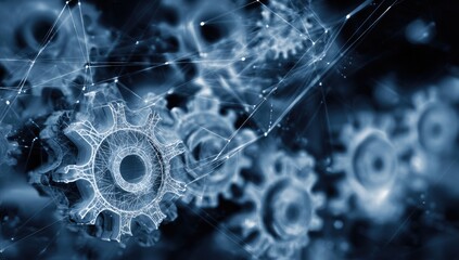 Complex Interconnected Gears in Motion.