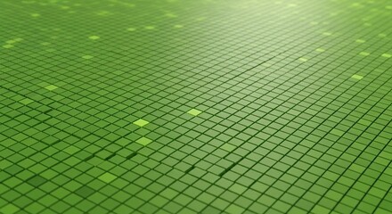 Futuristic green digital grid with glowing dots and abstract pattern