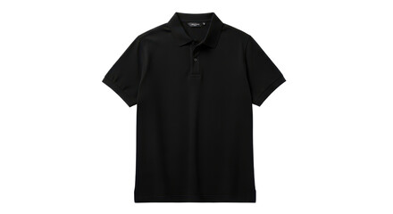 Black polo shirt with short sleeves for casual wear isolated PNG with Transparent Background