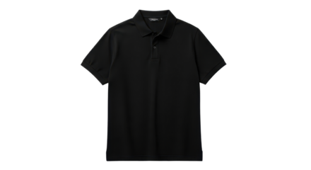 Black polo shirt with short sleeves for casual wear isolated PNG with Transparent Background