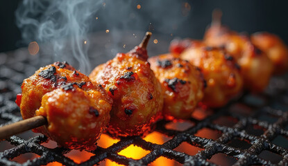 Deliciously Grilled Chicken Skewers Sizzle on the BBQ