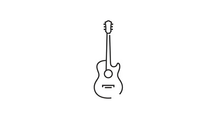 Simple line art illustration of an acoustic guitar against a white background
