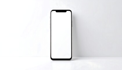 Smartphone mockup on white surface