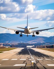 Naklejka premium Airplane landing on runway (2)