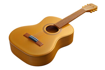 Realistic 3d render of a wooden acoustic guitar isolated for design projects isolated on transparent background