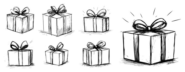 Hand Drawn Gift Box Doodle Illustration Set