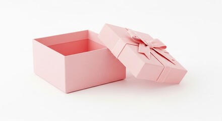 Fototapeta premium Open pink gift box isolated on white background