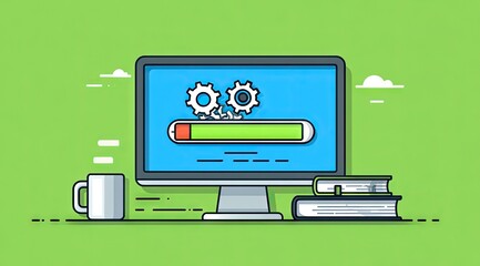 Computer System Update Progress Illustration.