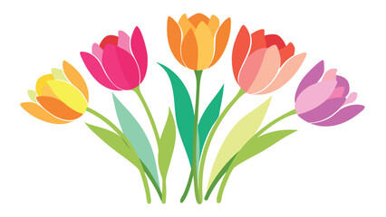 Naklejka premium Watercolor Style Tulip Bunch Illustration