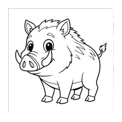 Obraz premium Cute wild boar cartoon character for a children's coloring book activity 