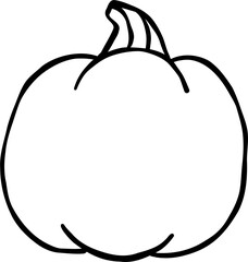 Cute Pumpkin black and white doodle outline hand drawn