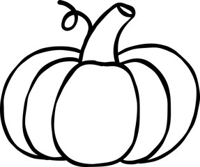 Cute Pumpkin black and white doodle outline hand drawn