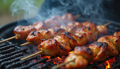Deliciously Grilled Chicken Skewers Sizzle on the BBQ