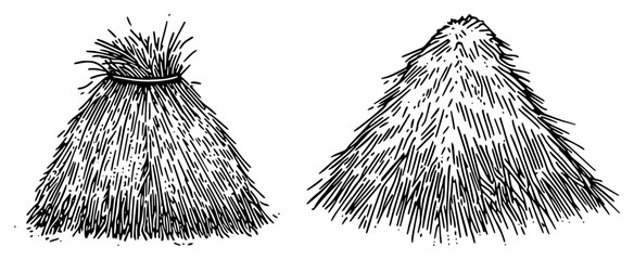Haystacks Set Hand Drawn Farm Harvest Vector Illustration © Kaz