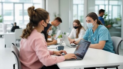 Business people working indoors - Powered by Adobe