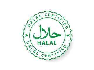 Halal food logo set with jagged-edge circular icons in green and White. For Halal product labels, certification tags, and packaging. Ideal for branding Halal-compliant food, drinks, and products