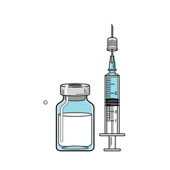 Medical syringe and vial illustration for healthcare and treatment purposes.