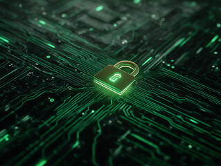 Modern digital lock symbolizing cybersecurity and data protection.