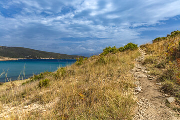 Obraz premium Wild sandy beach Podsilo on the island of Rab, empty beach without people, Rab, Croatia