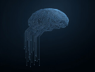 Abstract representation of a brain with digital circuitry design.
