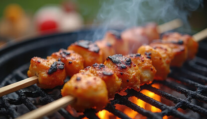 Deliciously Grilled Skewers Sizzle on a BBQ Grill