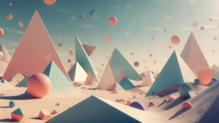 Geometric landscape with spheres and triangles
