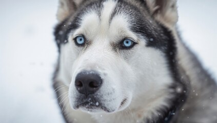 Naklejka premium A dog with a blue eye and a white face