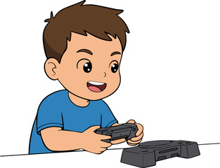 illustration of a child with a playstation stick © Nurjayanto