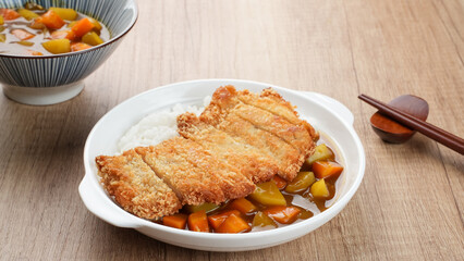 Curry rice with cutlet fried chicken katsu, Japanese Food