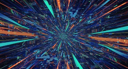 Abstract technological design with radiating geometric patterns overlay