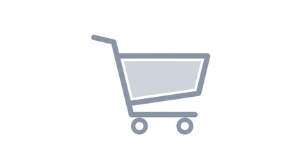 Simple illustration of a shopping cart, representing commerce and consumerism, isolated on white.