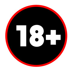 Mature Audience 18+ Logo, Age Warning Icon, Transparent Flat Design Symbol