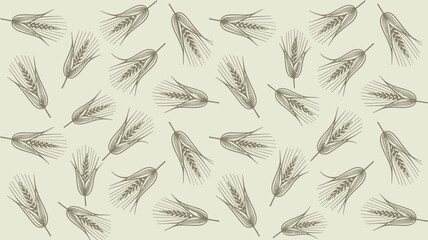 Obraz premium Repeated pattern of stylized wheat stalks scattered across a light beige background image design